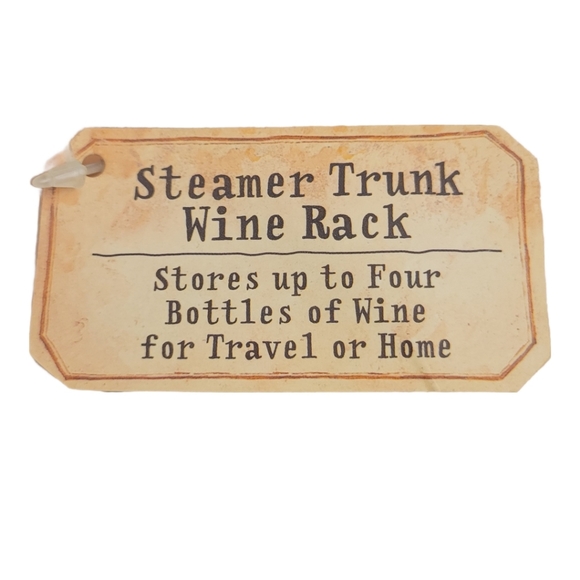 NWT Vintage Steamer Trunk Wine Rack, Fiberboard, Holds 4 Bottles - Picture 3 of 4